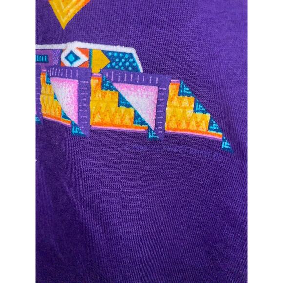 Vintage Arizona Shirt Native Art Artwork Feathers Graphic Purple Tee VTG 90s L - Picture 7 of 11